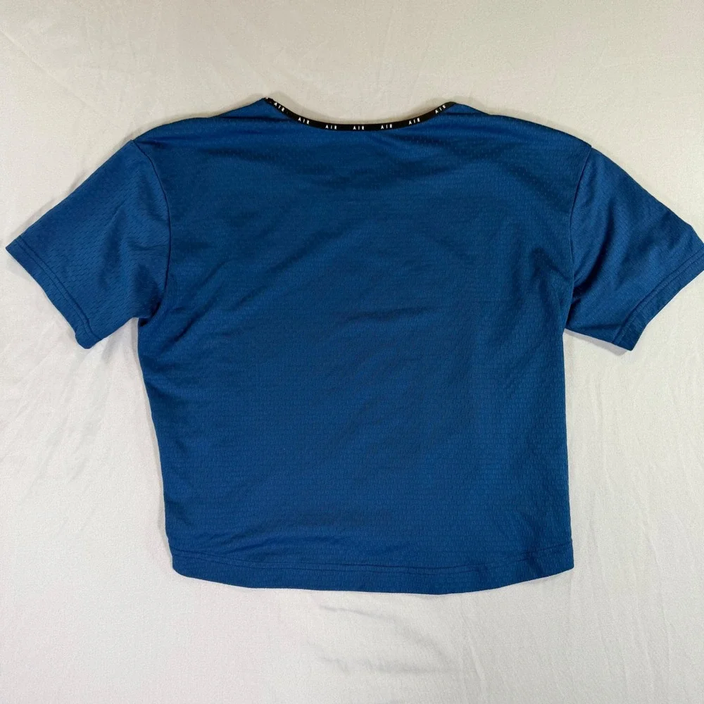 Nike Air Dri-FIT Women XS Blue Mesh Cropped Running Shirt Short Sleeve Top